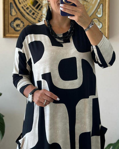 Robe à manches longues pour femmes avec imprimé tendance