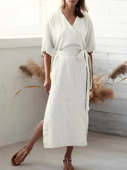 Robe Portefeuille avec Décolleté en V et Ceinture - Chic, Légère et à Porter Toute l'Année