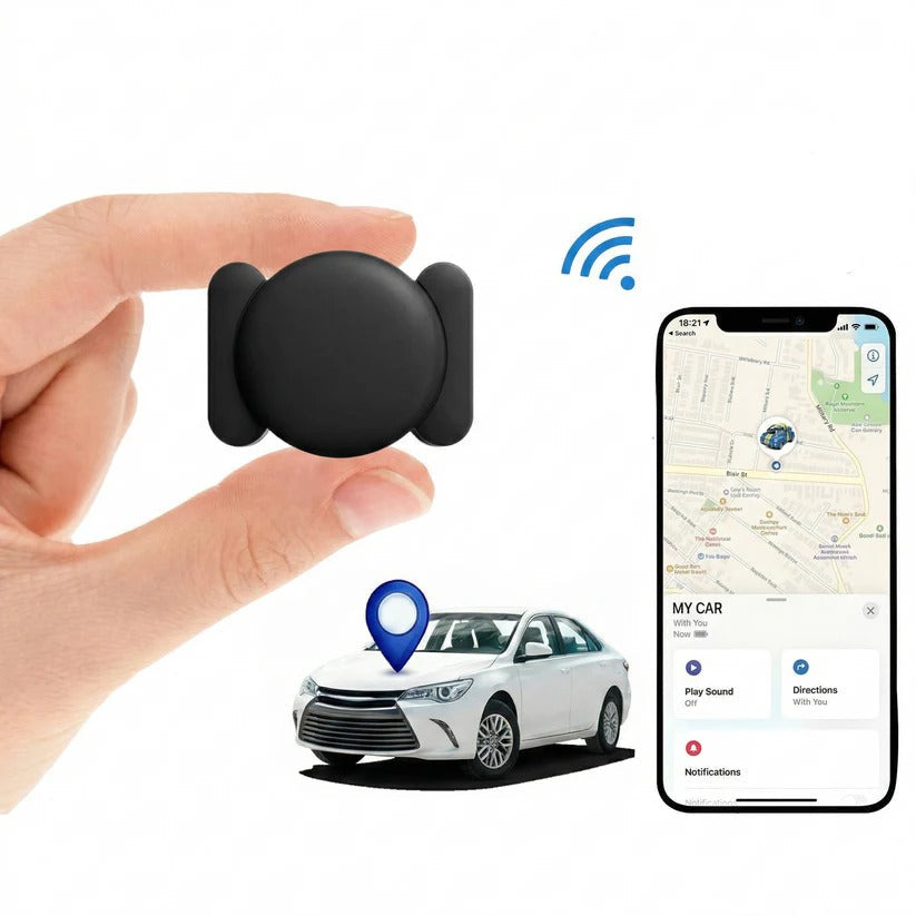 Compact Bluetooth Tracker for Car and Personal Items with Mobile App, Magnetic Casing, and Keychain