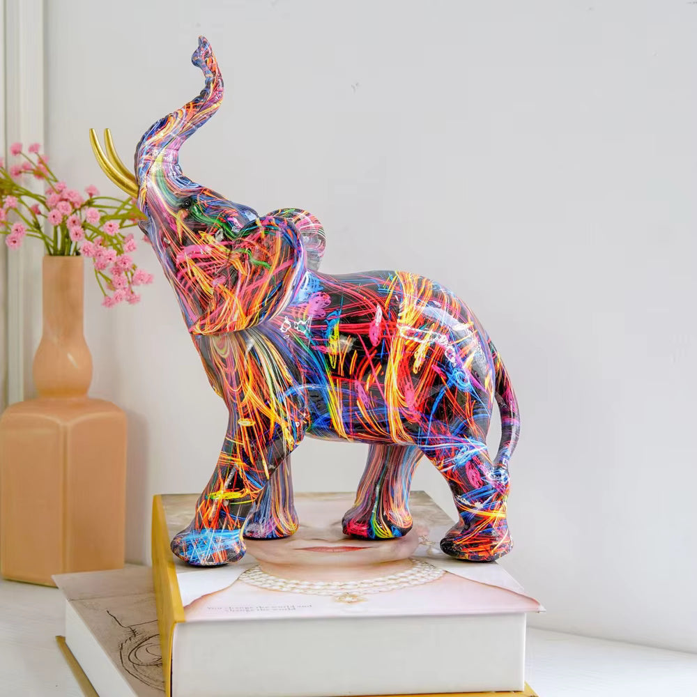 Lunara – Figurine Éléphant Graffiti Artistique et Colorée