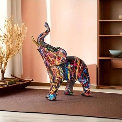 Lunara – Figurine Éléphant Graffiti Artistique et Colorée