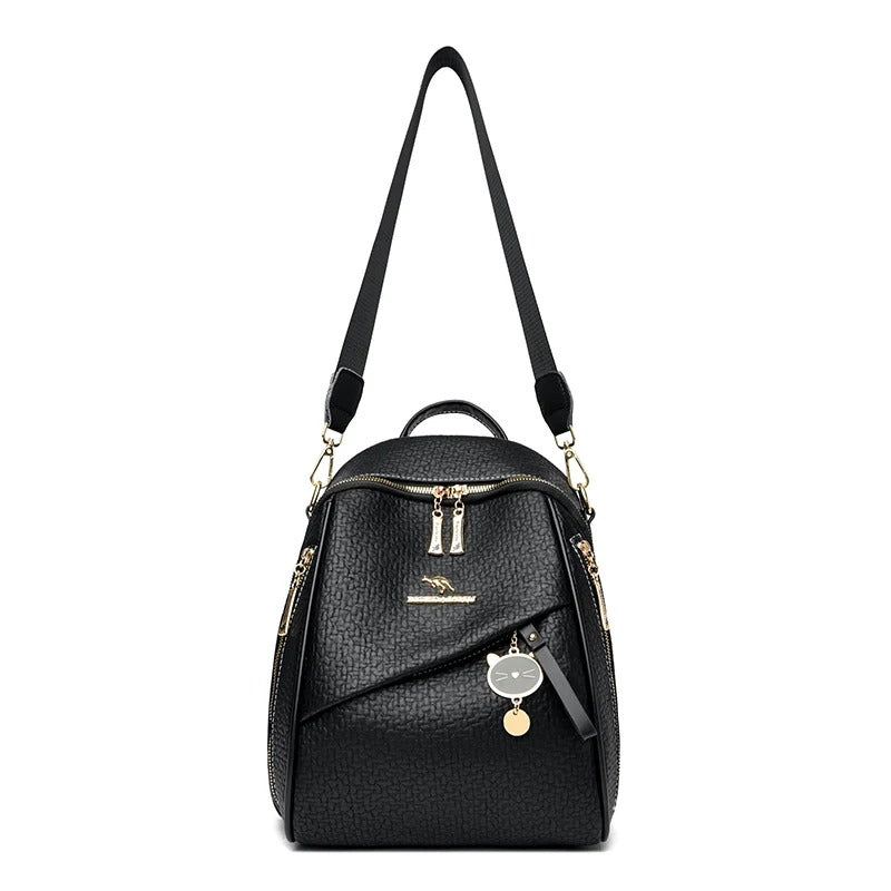 Sac à Dos en Cuir Véritable Noir pour Femmes