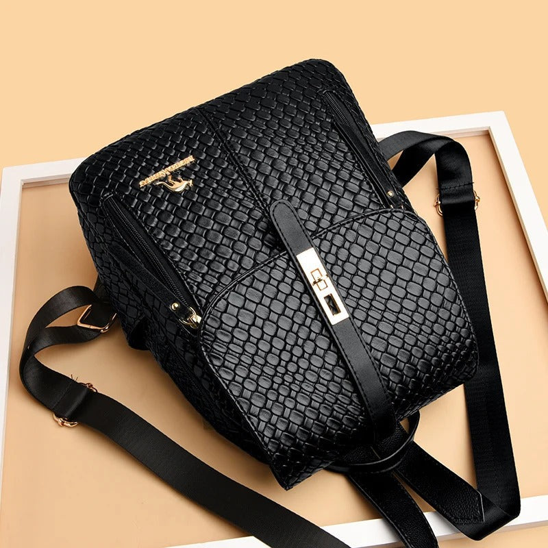 Sac à Dos en Cuir Noir Élégant pour Femmes