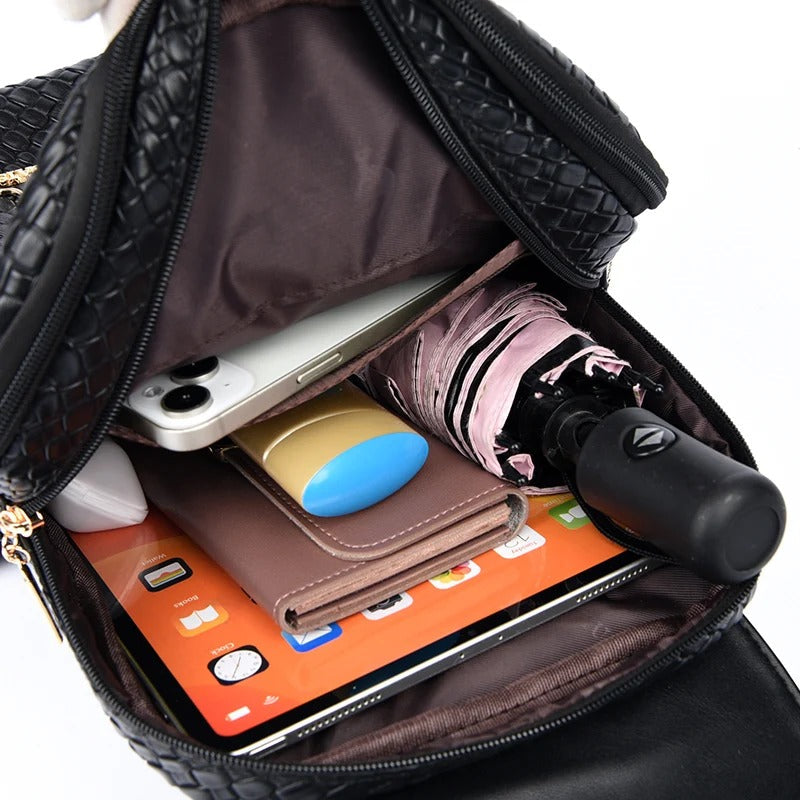 Sac à Dos en Cuir Noir Élégant pour Femmes