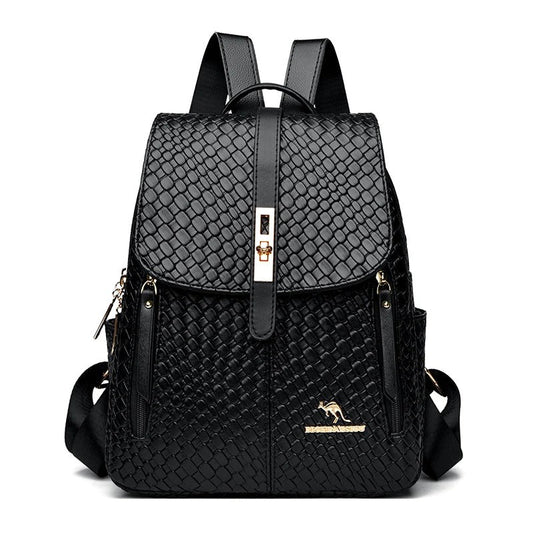 Sac à Dos en Cuir Noir Élégant pour Femmes