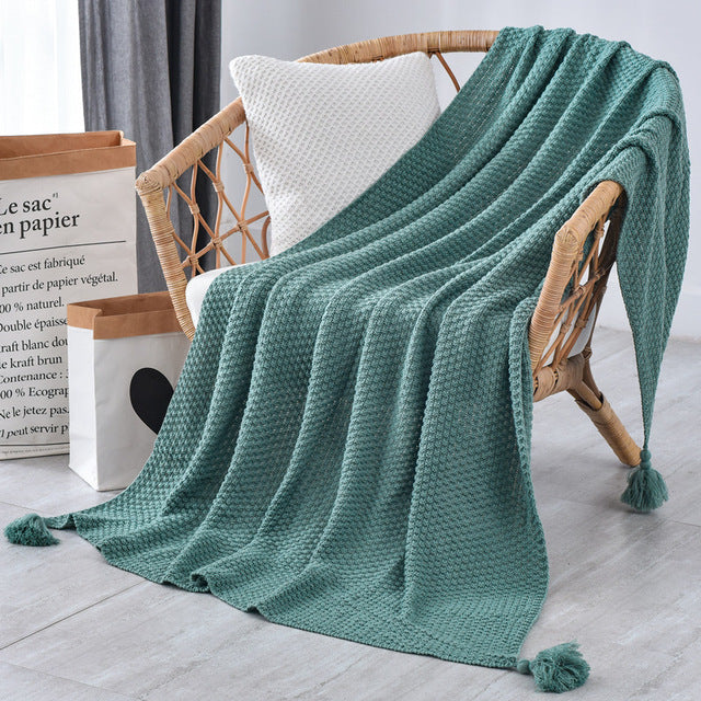 Velora – Soft and Warm Knitted Fringe Throw
