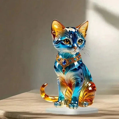 Mistral – Sculpture Décorative Chat en Résine Dorée et Classique