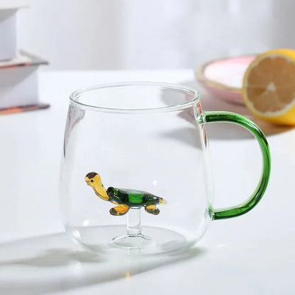Terra – Tasse en Verre Borosilicate avec Motif Animal 3D Ludique et Élégant
