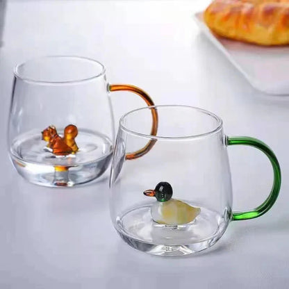 Terra – Tasse en Verre Borosilicate avec Motif Animal 3D Ludique et Élégant