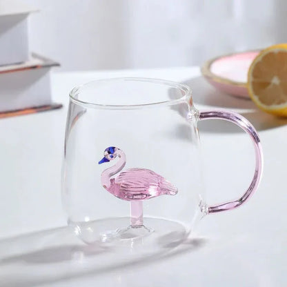 Terra – Tasse en Verre Borosilicate avec Motif Animal 3D Ludique et Élégant
