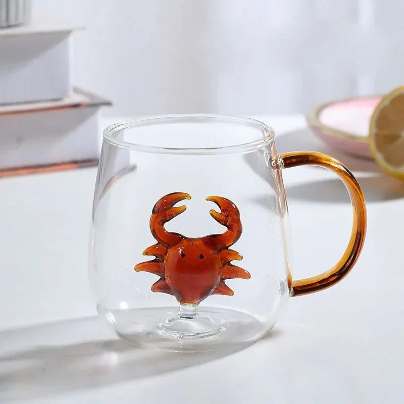 Terra – Tasse en Verre Borosilicate avec Motif Animal 3D Ludique et Élégant