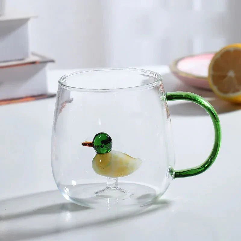 Terra – Tasse en Verre Borosilicate avec Motif Animal 3D Ludique et Élégant