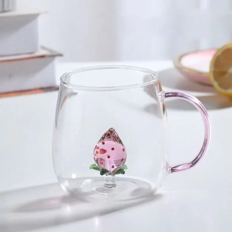 Terra – Tasse en Verre Borosilicate avec Motif Animal 3D Ludique et Élégant